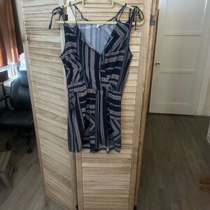 BCBGeneration Navy and White Geometric romper